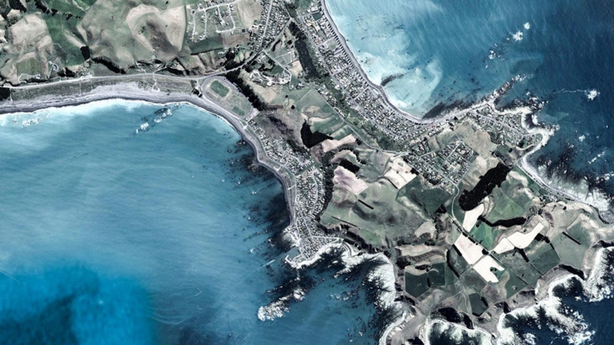 South Bay on the Kaikoura Peninsula, New Zealand. Famed spot for whale watching / Google Earth, BBC