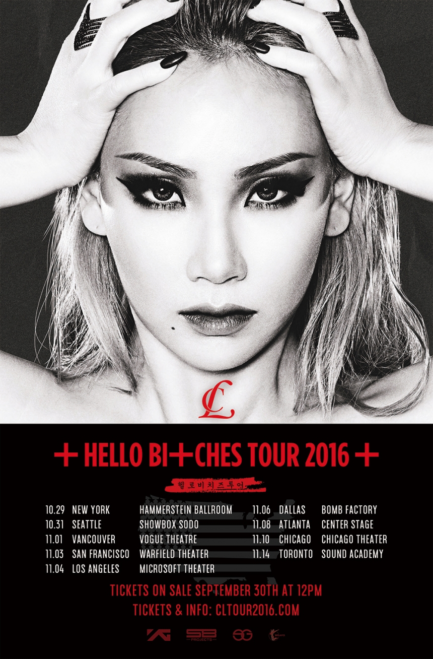 씨엘 ‘HELLO BI+CHES TOUR 2016’ 포스터 / YG ENT