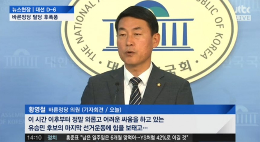 ‘뉴스현장’ 황영철 / JTBC ‘뉴스현장’ 방송 캡처