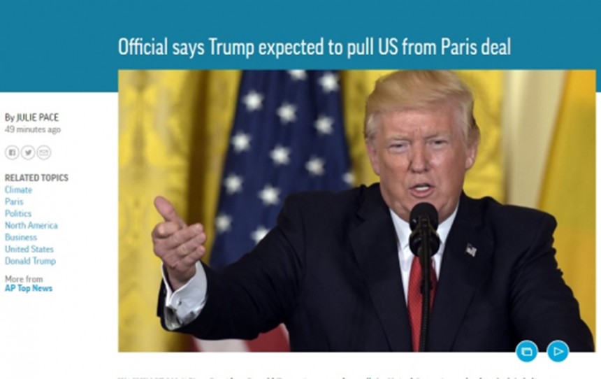 트럼프 ‘파리기후협정’ 탈퇴 AP외신 보도/AP 공식홈페이지
