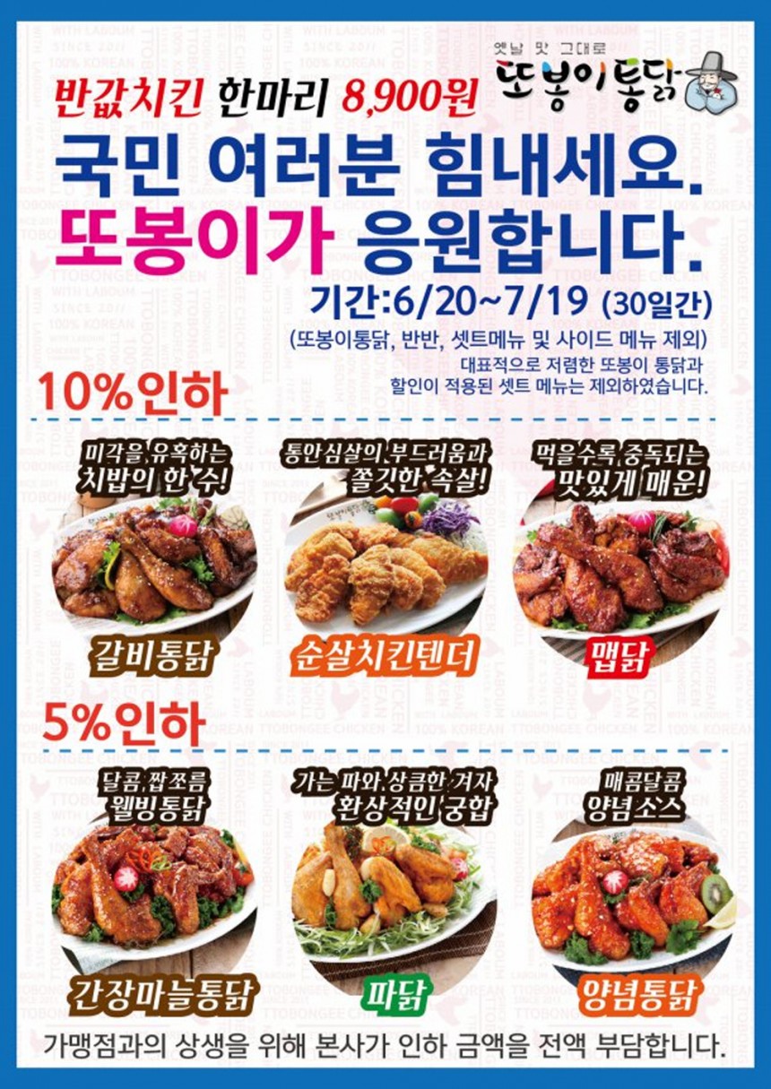 또봉이통닭·호식이두마리치킨 내리고, Bbq·Kfc 올리고…'치킨 2만원 시대' - 김현덕 기자 - 톱스타뉴스