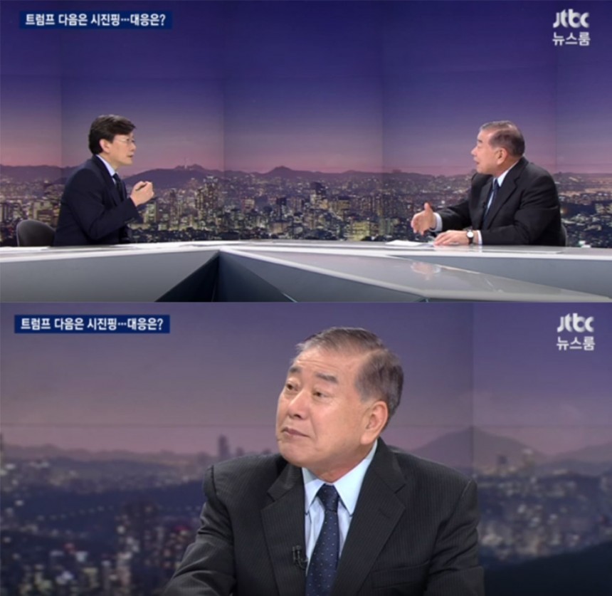 ‘뉴스룸’ 손석희-문정인 / jtbc  ‘뉴스룸’ 방송 캡처