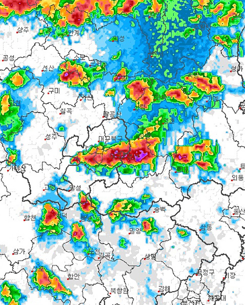 대구 지역 기상레이더 영상 / 기상청