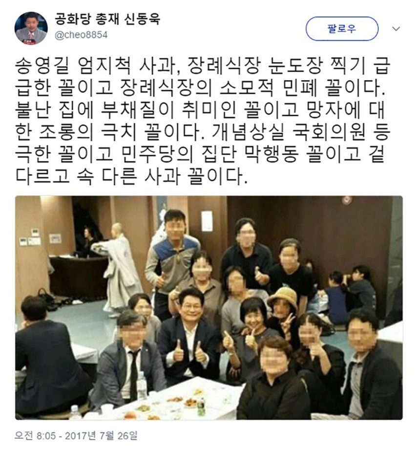 송영길·손혜원 ‘엄지척’ / 신동욱 총재 트위터 화면 캡처