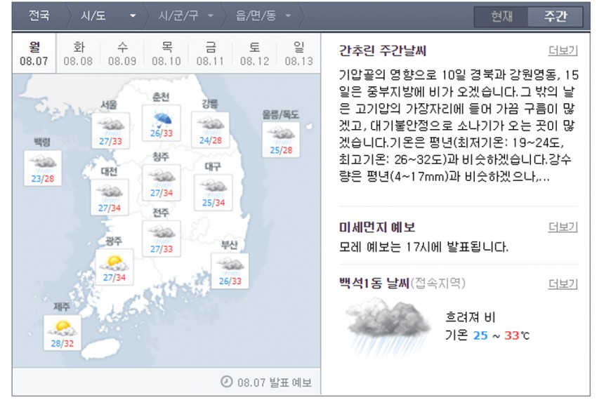 날씨 / 네이버