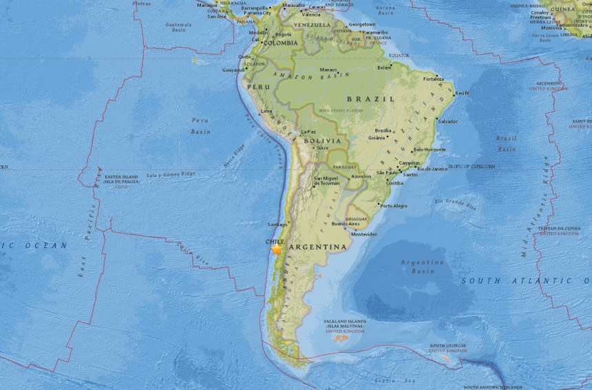 사상 최고치를 기록한 칠레지진과 지각판 구조 / 미국 지질조사국