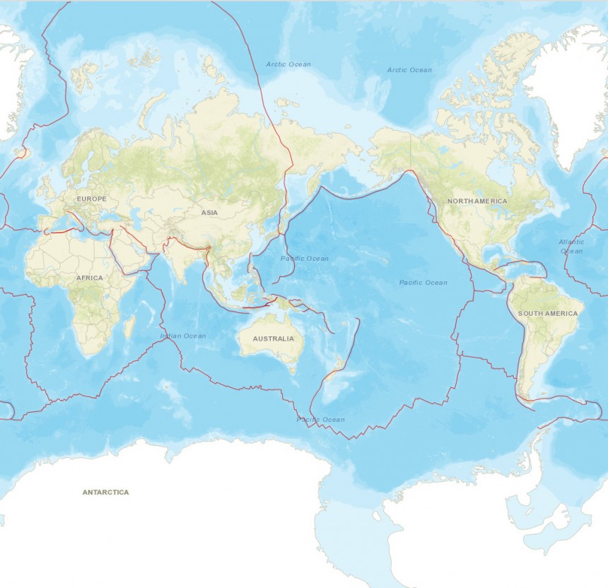 세계 지각판 구조 / 미국 지질조사국