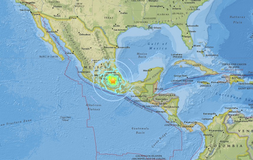 멕시코 지진 / 미국 지질조사국