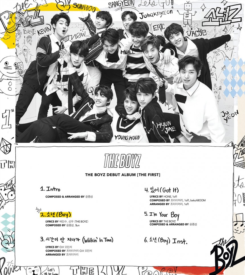 더보이즈(THE BOYZ) 첫 번째 미니앨범 ‘THE FIRST’ 트랙리스트 / 크래커엔터테인먼트