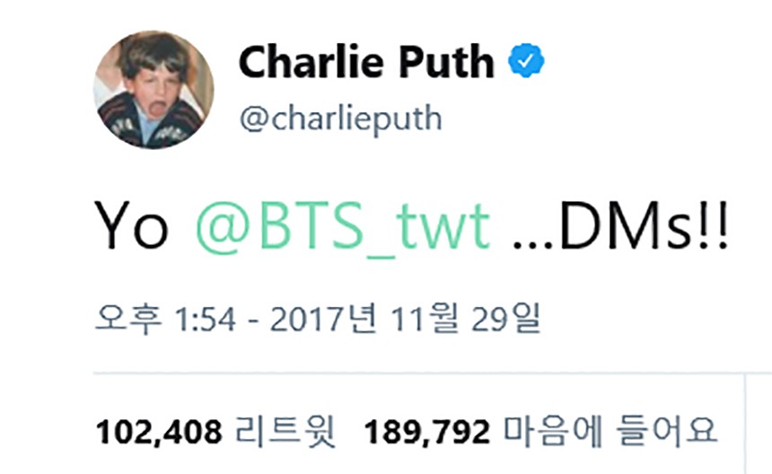 Charlie Puth(찰리 푸스) 트위터