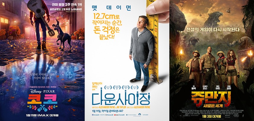 영화 코코 - 다운사이징 - 쥬만지 포스터 / 네이버 영화