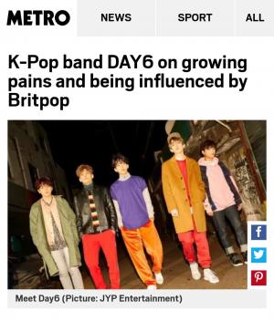 데이식스(DAY6), 英 대표 일간지 ‘메트로’서 집중조명 “K-Pop 밴드의 상징적 존재” 호평
