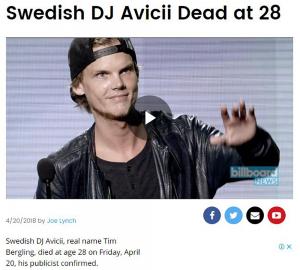 스웨덴 DJ 아비치, 28세 나이로 사망해…‘최고의 일렉트로닉 댄스 뮤직 아티스트’