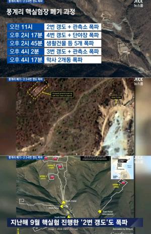 ‘JTBC 뉴스룸’ , 북한 풍계리 핵실험장 폐기 과정…“2번 갱도 폭파 의미 남달라”