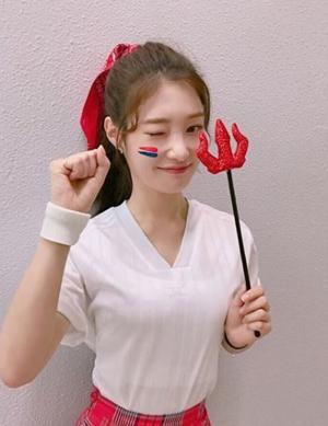다이아(DIA) 정채연, 태극 전사 응원…‘저절로 힘 날 미모’