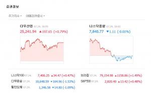 미국 뉴욕증시, 다우·S&P↑, 나스닥↓…혼조 장세로 마감