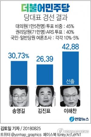 더불어민주당 당대표 선거 결과, 7선 이해찬 당선…‘박주민은 최고위원 합류’