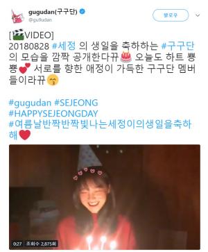 구구단, 멤버 김세정 생일 축하…‘HAPPY SEJEONG DAY’