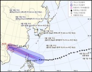 제22호 태풍 망쿳, 기상청 날씨누리가 발표한 예상 이동 경로는?…15일까지 필리핀 마닐라 해상 