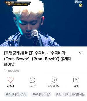 “아쉬운 탈락”…수퍼비, 비와이와 합동무대…영상 조회수 19만으로 1위