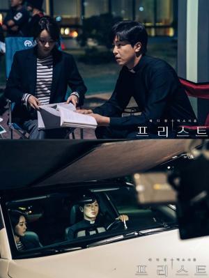 OCN 드라마 ‘프리스트’ 연우진X정유미, 비하인드 컷 공개...’캐릭터에 완벽 동화‘