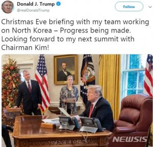 美 트럼프, 북한 관련 팀 보고받아 “진전 이뤄지고 있다”...핵담판 의지 재확인