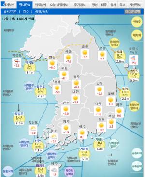 [날씨예보] 기상청, 전국 강력한 세밑 한파→체감온도 영하 20도↓…내일 추위 절정