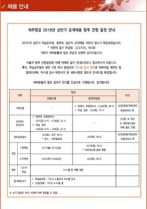 ‘제주항공’ 채용…2019년 상반기 공개 채용한다 접수 마감일은?