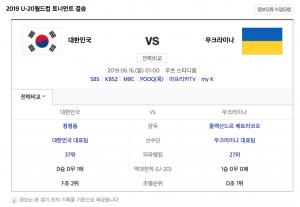 [U20 월드컵 축구 결승전] 대한민국 vs 우크라이나, 중계 채널-시간-피파랭킹-역대전적은?