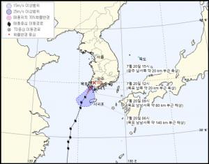 [오늘날씨] 5호 태풍 다나스, 20일 기상청 발표 예상 이동 경로-위치 ‘제주도-남부 중심 강한 비’