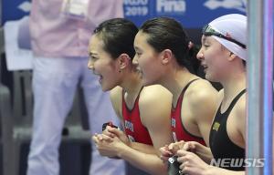 [광주세계수영선수권대회] 여자 계영 400m 예선, 이근아-정소은-최지원-정유인 첫 한국 신기록