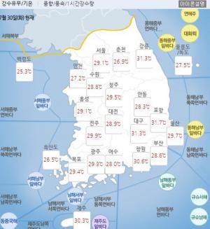 [오늘날씨] 2019년 장마전선 물러가며 찜통더위 시작, 낮 최고 35도까지 올라가…일부지역 소나기