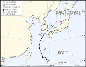 [오늘날씨] 17호 태풍 타파, 23일 기상청 발표 이동 경로-위치는? ’독도서 소멸’