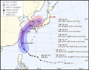 18호 태풍 미탁, 30일 기상청 발표 예상 이동 경로-위치는?…’3일 개천절 목포→4일 독도 이동’