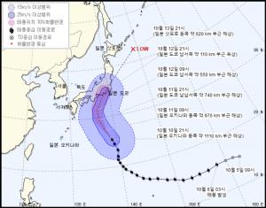 [오늘날씨] 19호 태풍 하기비스, 기상청 발표 예상 이동 경로-위치는?…’11일 일본 도쿄 해상’