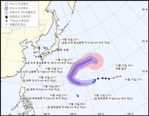 [내일날씨] 25호 태풍 펑선, 16일 일본 도쿄 해상…기상청 발표 예상 이동 경로-위치는?