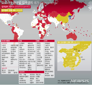 한국인 입국 금지·제한 159개국…48곳은 "국적불문 금지"(종합)
