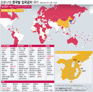 한국인 입국 금지·제한 170개국…58곳은 "국적 불문 금지"