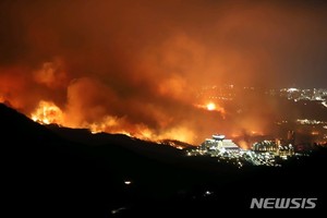 강풍에 동해안 산불 또 날라…소방력 출동채비