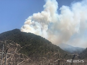 청송 파천면 국유림서 산불…헬기3대 투입 진화 중