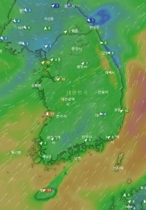 서해지역 강풍 심해…제주 초속 13미터, 군산시 11미터, 인천 10미터