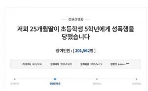 53만명 참여한 "25개월 딸 성폭행" 국민청원, 알고보니 거짓…범행 동기 조사 중