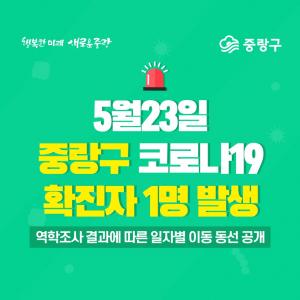 [속보] 중랑구청, 18번째 코로나19 확진자 발생·이동경로 공개…중화2동 거주(경의중앙선 중랑역 1번 출구 → 지하철)