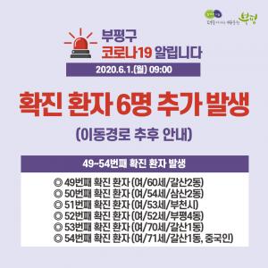 [속보] 부평구청, 49~54번째(6명) 확진자 발생·동선 공개…모두 48번 접촉자(개척교회 목회자 성경모임 참석)