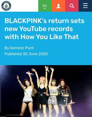 블랙핑크(BLACKPINK) 뮤직비디오 유튜브 신기록, 기네스 5개 부문 등재