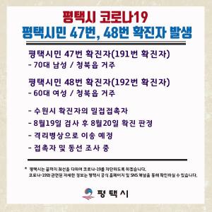 [속보] 평택시청, 47~49번째 코로나19 확진자 3명 발생