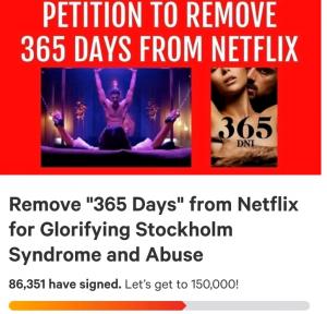 "성폭력 미화" 세계 최대 청원 사이트에 올라온 넷플릭스 &apos;365일&apos; 퇴출 청원 