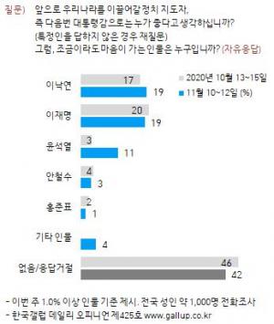 차기 대권주자 지지율, 이낙연 1위, 이재명 2위, 윤석열 3위…여론조사 신뢰성 도마