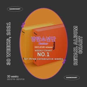 방탄소년단(BTS) &apos;Butter&apos;, 가온차트 주간 리테일 앨범차트 3주 연속 1위