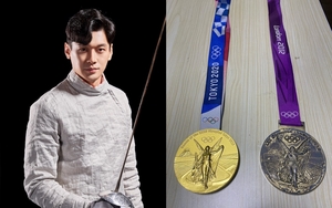 "메달 색은 변했지만"…펜싱 구본길, 런던 올림픽-도쿄 올림픽 금메달 비교